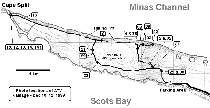 Map of Cape Slit Hiking Trails and Photo Locations