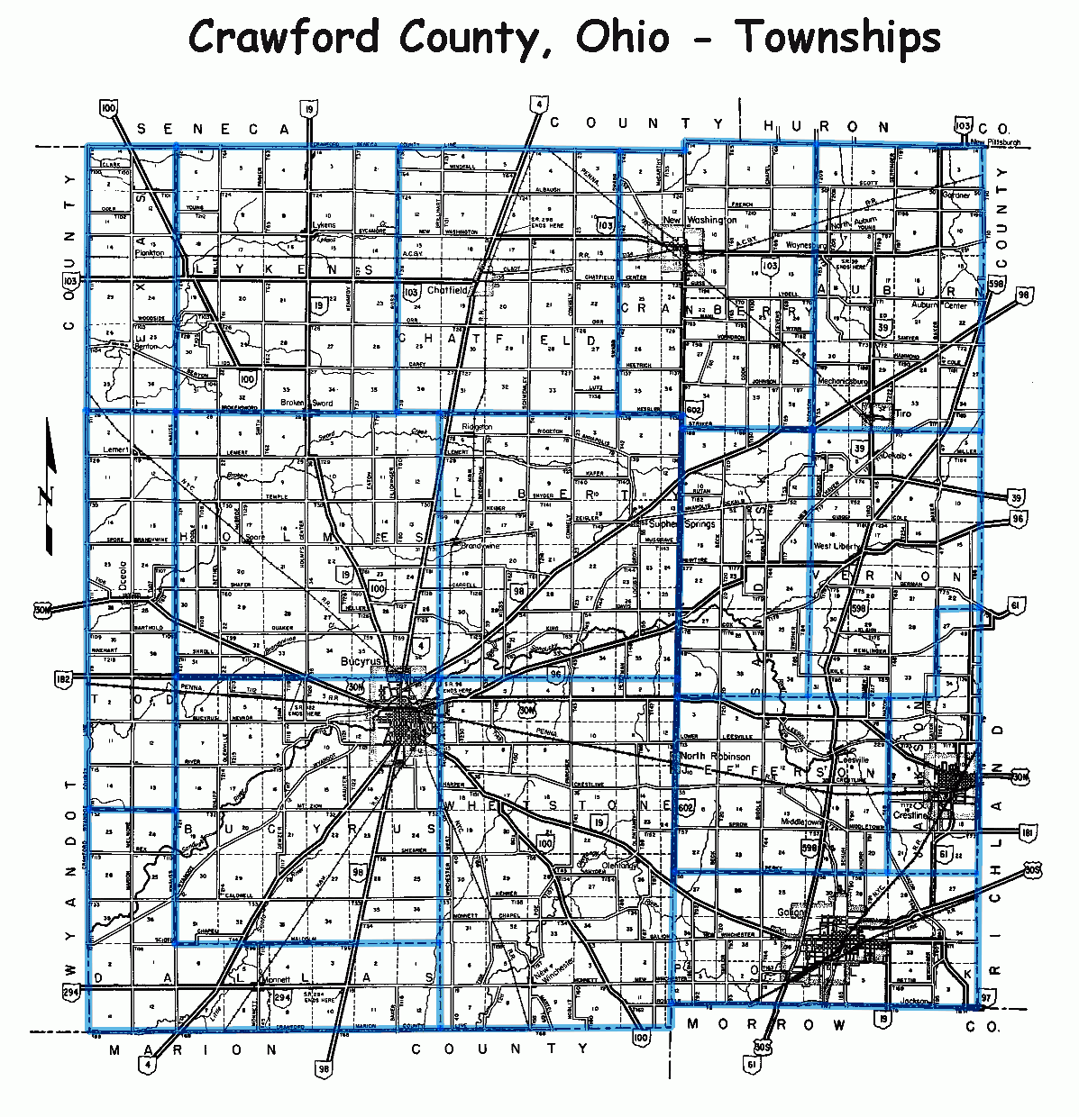 Index Map of the Townships - Crawford County, Ohio